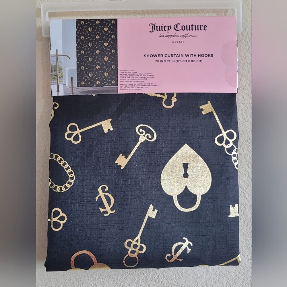 Juicy Couture Heart Padlock & Key Shower Curtain